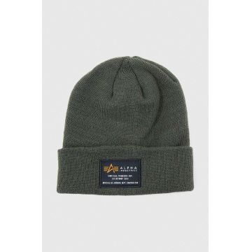 Alpha Industries căciulă Crew Beanie culoarea verde, din tesatura neteda 128924.257-green