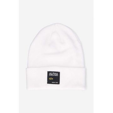 Alpha Industries căciulă Label Beanie culoarea alb, bumbac 118934.09-white