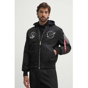 Alpha Industries geacă bomber MA-1 VF Hood Dark Side bărbați, culoarea negru, de iarnă 108108.285