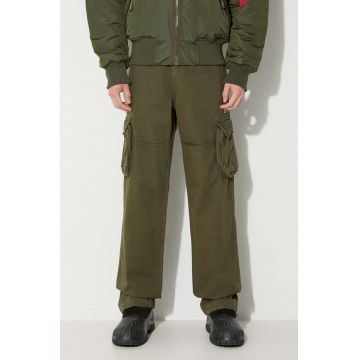 Alpha Industries pantaloni de bumbac Jet Pant culoarea verde, drept 101212.142