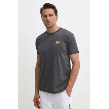 Alpha Industries tricou Basic T Small Logo bărbați, culoarea gri, melanj 188505.315