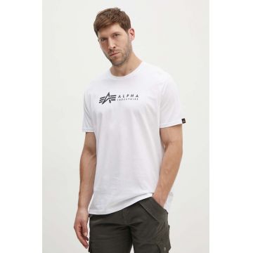 Alpha Industries tricou din bumbac Alpha Label T 2 Pack bărbați, culoarea alb, cu imprimeu 118534.95