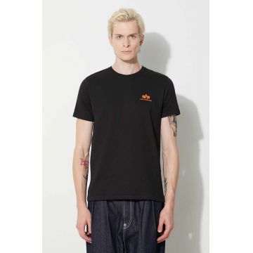 Alpha Industries tricou din bumbac Basic T Small Logo bărbați, culoarea negru, uni 188505.477