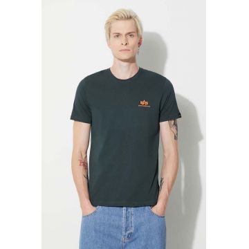 Alpha Industries tricou din bumbac Basic T Small Logo bărbați, culoarea turcoaz, uni 188505.353