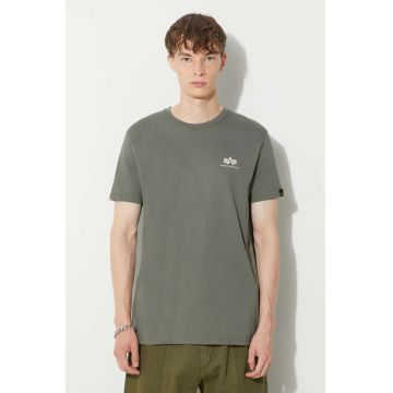 Alpha Industries tricou din bumbac Basic T Small Logo bărbați, culoarea verde, cu imprimeu 188505.432