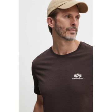 Alpha Industries tricou din bumbac Basic T Small Logo culoarea maro, uni 188505.696