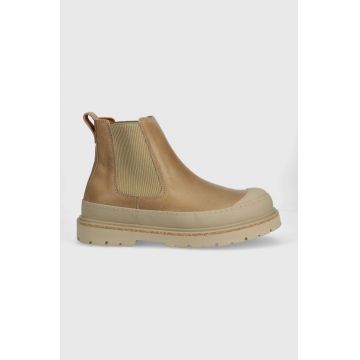 Birkenstock botine din piele intoarsa barbati, culoarea maro