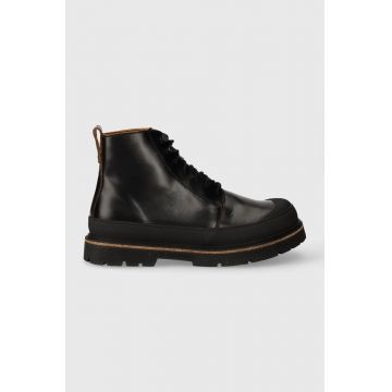 Birkenstock ghete de piele barbati, culoarea negru