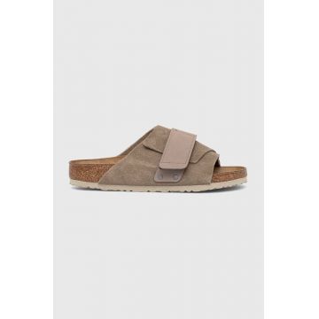 Birkenstock papuci din piele bărbați, culoarea bej 1015572