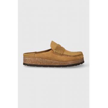 Birkenstock papuci din piele barbati, culoarea maro