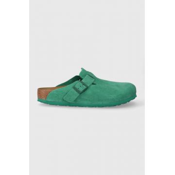 Birkenstock papuci din piele barbati, culoarea verde