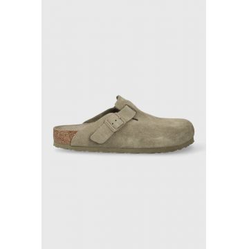 Birkenstock papuci din piele barbati, culoarea verde
