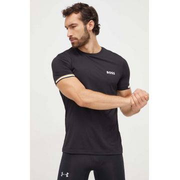 BOSS Green tricou x Matteo Berrettini bărbați, culoarea negru, cu imprimeu 50506348