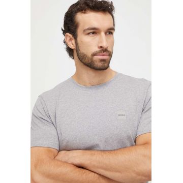 BOSS Orange tricou din bumbac barbati, culoarea gri, neted, 50508584