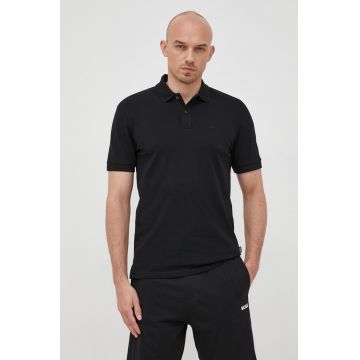 BOSS polo de bumbac culoarea negru, neted, 50468362