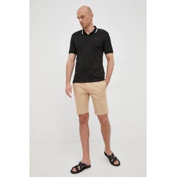 BOSS polo de bumbac culoarea negru, neted