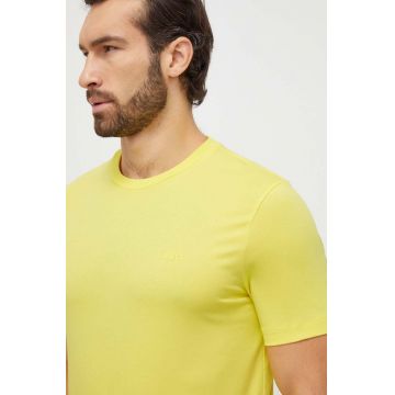 BOSS tricou din bumbac barbati, culoarea galben, neted, 50468347