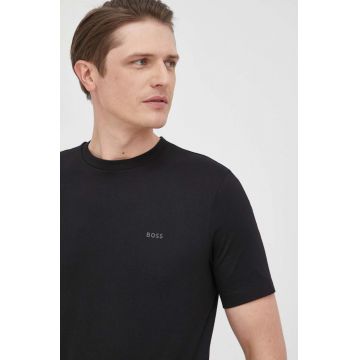 BOSS tricou din bumbac barbati, culoarea negru, neted