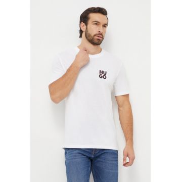 HUGO tricou din bumbac 2-pack culoarea alb, cu imprimeu