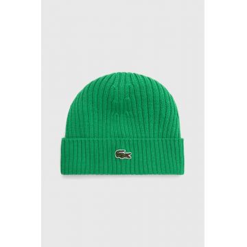 Lacoste căciulă de lână culoarea verde, de lână