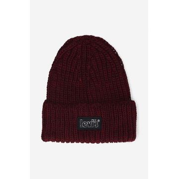 Levi's căciulă de lână culoarea rosu, de lana, din tricot gros D7257.0003-red