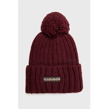 Napapijri caciula din amestec de lana FEA 2 culoarea bordo, din tricot gros, NP0A4GKAR541