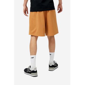 New Balance pantaloni scurti din bumbac culoarea portocaliu