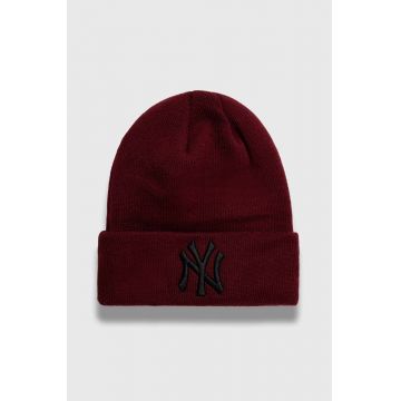 New Era caciula culoarea bordo, din tricot gros, NEW YORK YANKEES