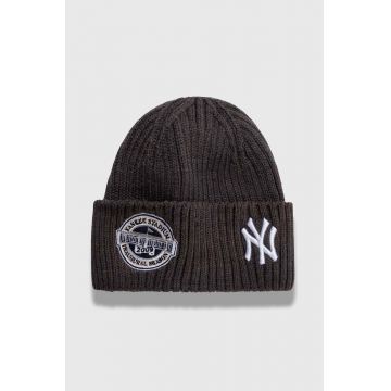 New Era caciula culoarea gri, din tricot gros, NEW YORK YANKEES