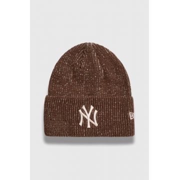 New Era caciula culoarea maro, din tricot gros, NEW YORK YANKEES