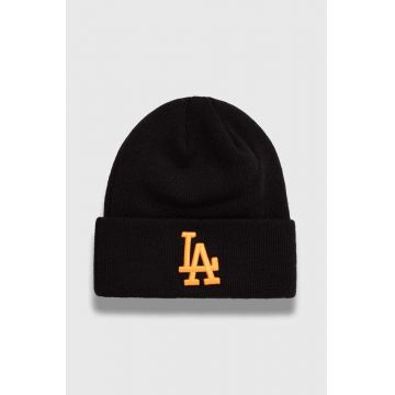 New Era caciula culoarea negru, din tricot gros, LOS ANGELES DODGERS