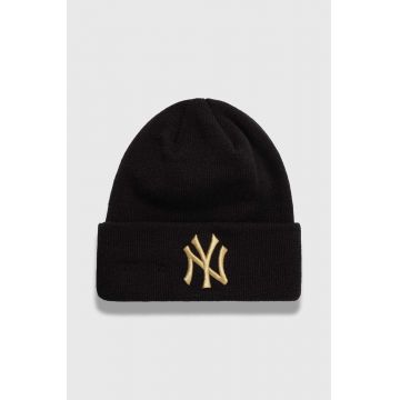 New Era caciula culoarea negru, din tricot gros, NEW YORK YANKEES