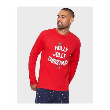 Pijama cu imprimeu Holly Jolly