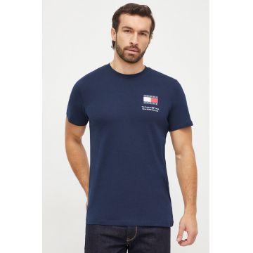 Tommy Jeans tricou din bumbac barbati, culoarea albastru marin, cu imprimeu