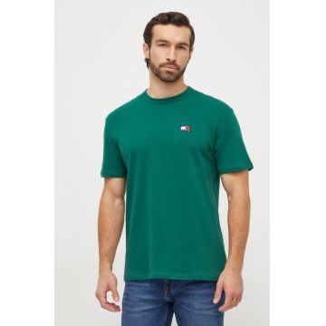 Tommy Jeans tricou din bumbac bărbați, culoarea verde, cu imprimeu DM0DM17995