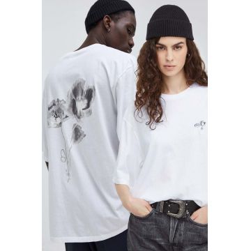 Won Hundred tricou din bumbac culoarea bej, cu imprimeu