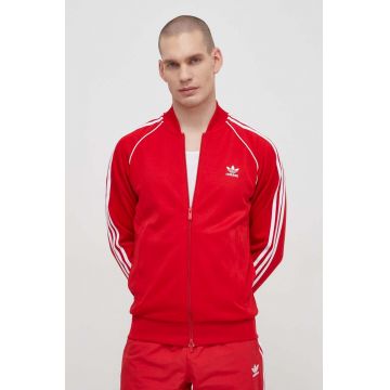 adidas Originals bluză bărbați, culoarea roșu, cu imprimeu