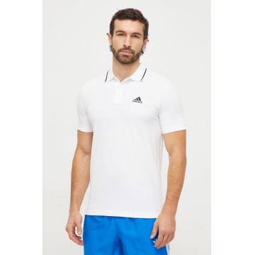 adidas polo de bumbac culoarea alb, cu imprimeu