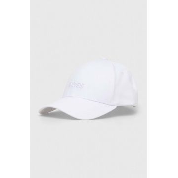 BOSS șapcă de baseball din bumbac culoarea alb, cu imprimeu, 50495121