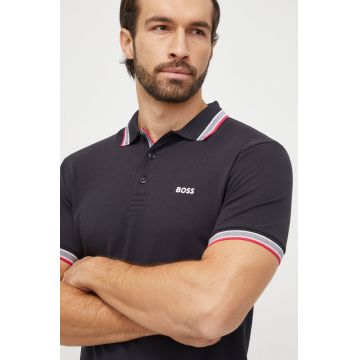 BOSS Green polo de bumbac culoarea negru, uni 50469055