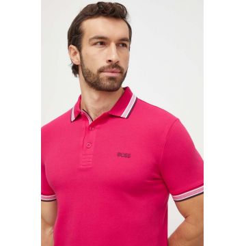 BOSS Green polo de bumbac culoarea roz, uni 50469055