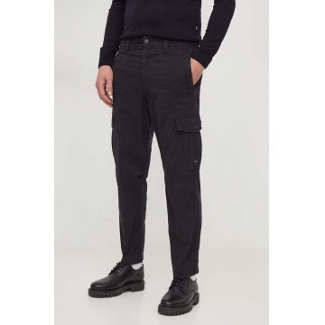 Boss Orange pantaloni barbati, culoarea negru, cu fason cargo