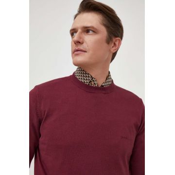 BOSS pulover de bumbac culoarea bordo, light