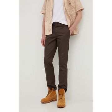 Dickies pantaloni bărbați, culoarea maro, drept