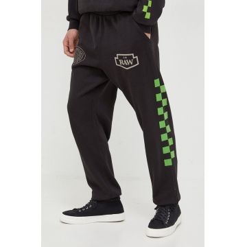 G-Star Raw pantaloni de trening din bumbac culoarea negru, cu imprimeu