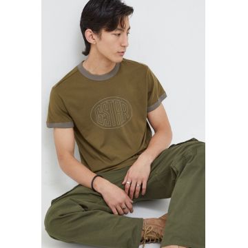 G-Star Raw tricou din bumbac barbati, culoarea verde, cu imprimeu