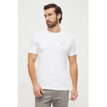 HUGO tricou din bumbac bărbați, culoarea alb, cu imprimeu 50508944