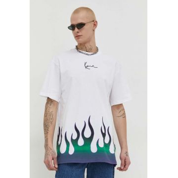 Karl Kani tricou din bumbac barbati, culoarea alb, cu imprimeu