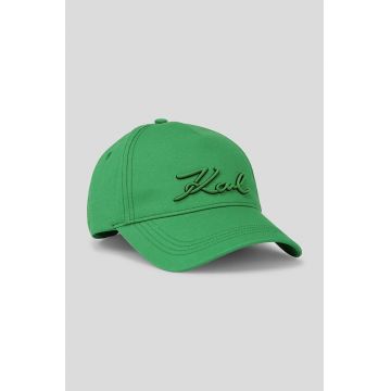 Karl Lagerfeld șapcă de baseball din bumbac culoarea verde, cu imprimeu