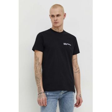 Karl Lagerfeld Jeans tricou din bumbac barbati, culoarea negru, cu imprimeu